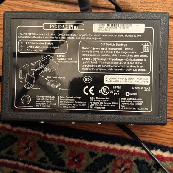Extron P/2 DA2 PLUS Dual Output VGA/DVI Distribution Amplifier Splitter Amp - Picture 4 of 11
